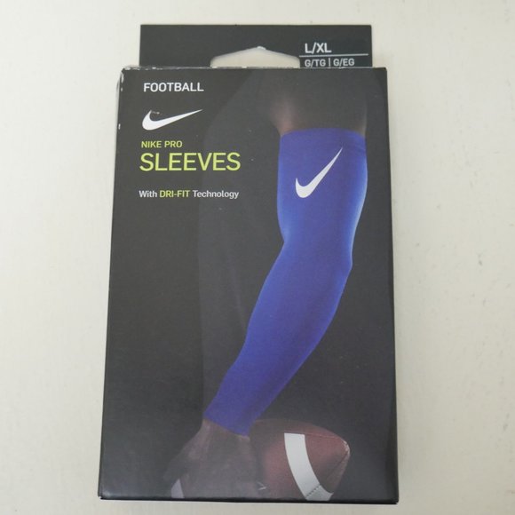 Nike Pro Dri Fit 3.0 Compression Football 2 Arm Sleeves Size L/XL- Royal Blue - Picture 1 of 3